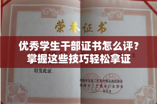 温州优秀学生干部证书怎么评?掌握这些技巧轻松拿证